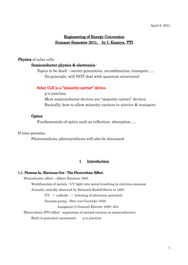 Engineering of Energy Conversion Summer Semester 2011, by I