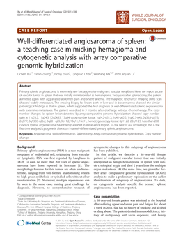 Well-Differentiated Angiosarcoma of Spleen: a Teaching Case Mimicking