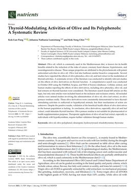 Thyroid-Modulating Activities of Olive and Its Polyphenols: a Systematic Review