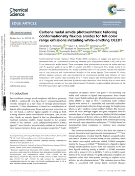 Carbene Metal Amide Photoemitters: Tailoring Conformationally Flexible Amides for Full Color Range Emissions Including White-Emi