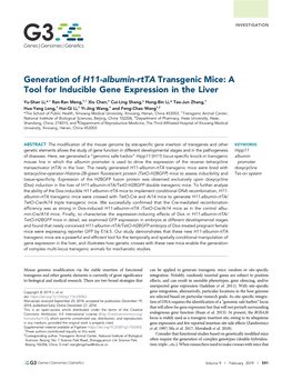 Generation of H11-Albumin-Rtta Transgenic Mice: a Tool for Inducible Gene Expression in the Liver