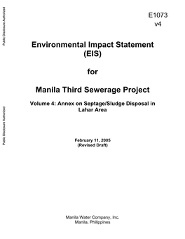 (EIS) for Manila Third Sewerage Project