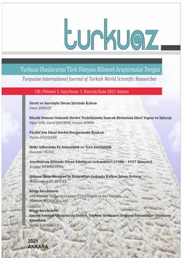 Uluslararası Türk Dünyası Bilimsel Araştırmalar Dergisi