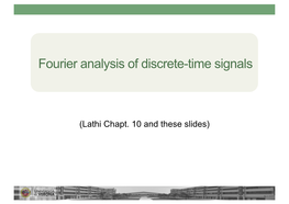 Fourier Analysis of Discrete-Time Signals