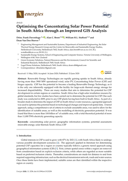 Optimising the Concentrating Solar Power Potential in South Africa Through an Improved GIS Analysis