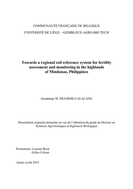 Towards a Regional Soil Reference System for Fertility Assessment and Monitoring in the Highlands of Mindanao, Philippines