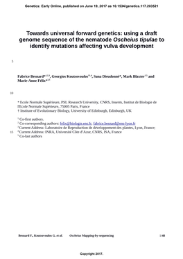 Towards Universal Forward Genetics: Using a Draft Genome Sequence of the Nematode Oscheius Tipulae to Identify Mutations Affecting Vulva Development