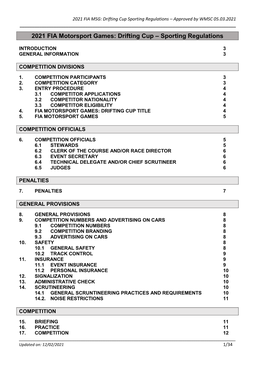 2021 FIA Motorsport Games: Drifting Cup – Sporting Regulations