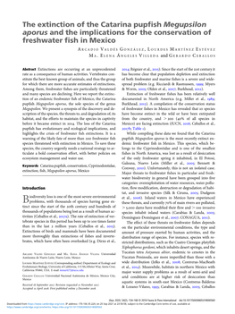 The Extinction of the Catarina Pupfish Megupsilon Aporus and the Implications for the Conservation of Freshwater Fish in Mexico