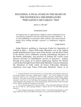 Pounding a Final Stake in the Heart of the Invidiously Discriminatory “Pervasively Sectarian” Test