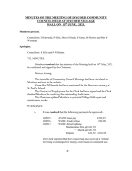 Minutes of the Thirty Second Annual Meeting of Isycoed