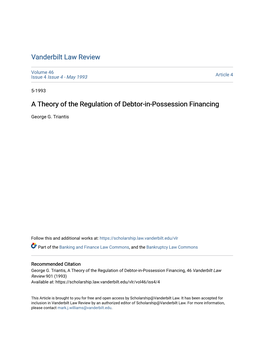 A Theory of the Regulation of Debtor-In-Possession Financing