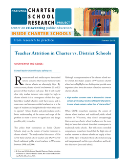 INSIDE CHARTER SCHOOLS Teacher Attrition in Charter Vs