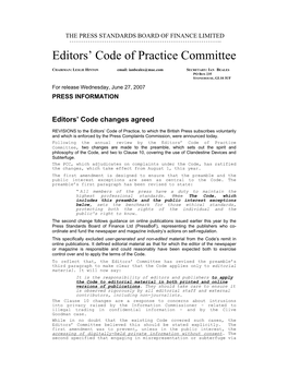 Editors' Code of Practice Committee