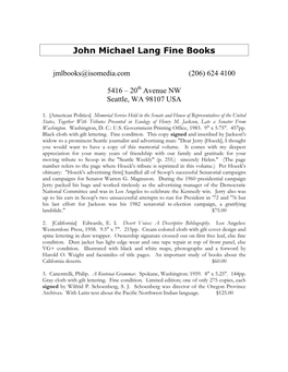 John Michael Lang Fine Books