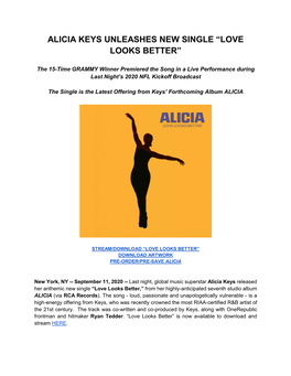 Alicia Keys Unleashes New Single “Love Looks Better”