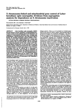 X Chromosome-Linked and Mitochondrial Gene Control of Leber