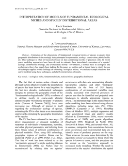 Interpretation of Models of Fundamental Ecological Niches and Species’ Distributional Areas