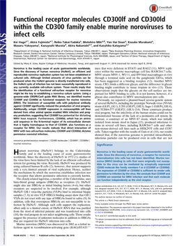 Functional Receptor Molecules Cd300lf and Cd300ld Within the CD300 Family Enable Murine Noroviruses to Infect Cells