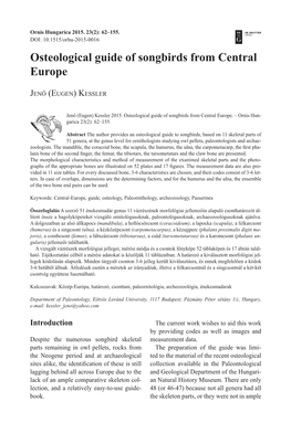 Osteological Guide of Songbirds from Central Europe