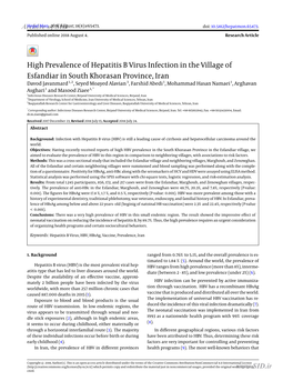 High Prevalence of Hepatitis B Virus Infection in the Village of Esfandiar