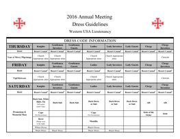 2016 Annual Meeting Dress Guidelines Western USA Lieutenancy