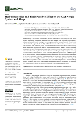 Herbal Remedies and Their Possible Effect on the Gabaergic System and Sleep