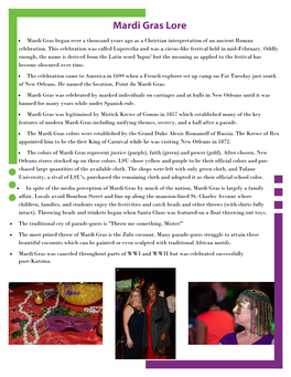 • Mardi Gras Began Over a Thousand Years Ago As a Christian