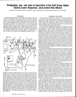 Stratigraphy, Age, and Rates of Deposition of the Datil Group (Upper