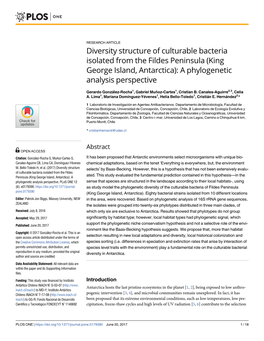 Diversity Structure of Culturable Bacteria Isolated from the Fildes Peninsula (King George Island, Antarctica): a Phylogenetic Analysis Perspective