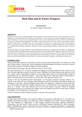 Dark Data and Its Future Prospects