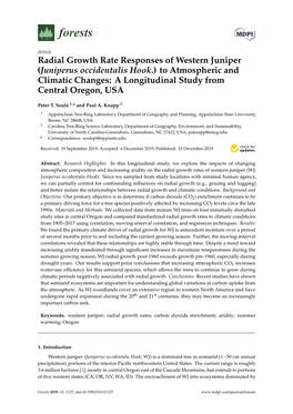 Radial Growth Rate Responses of Western Juniper (Juniperus Occidentalis Hook.) to Atmospheric and Climatic Changes: a Longitudinal Study from Central Oregon, USA