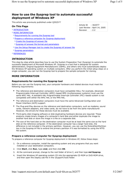 How to Use the Sysprep Tool to Automate Successful Deployment of Windows XP Page 1 of 5