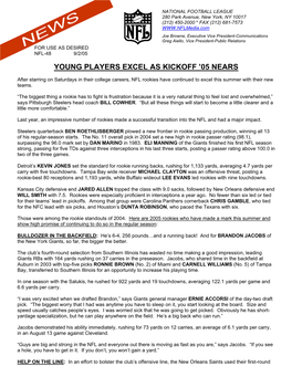 Young Players Excel As Kickoff '05 Nears