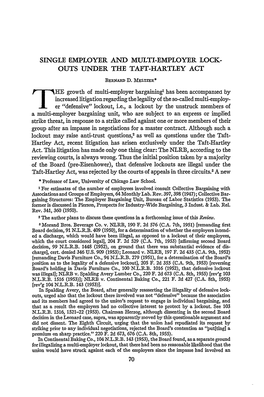 Single-Employer and Multi-Employer Lockouts Under the Taft-Hartley