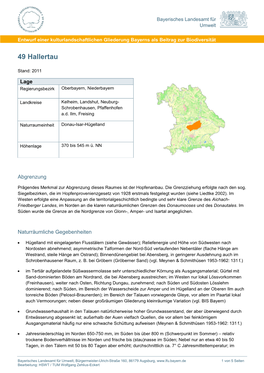 Steckbrief Kulturlanschaftsraum 49 Hallertau