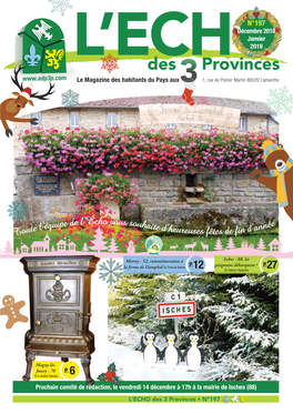 N°197 Décembre 2018 Janvier 2019 Des Provinces Le Magazine Des Habitants Du Pays Aux 1, Rue Du Poirier Martin 88320 Lamarche