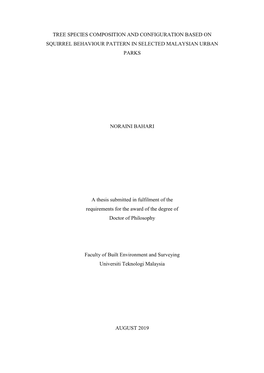 Tree Species Composition and Configuration Based on Squirrel Behaviour Pattern in Selected Malaysian Urban Parks