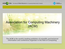 ACM the Ultimate Online Resource for Computing Professionals