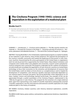 The Cinchona Program (1940-1945): Science and Imperialism in the Exploitation of a Medicinal Plant