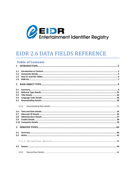 Eidr 2.6 Data Fields Reference