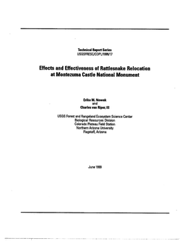 Effects and Effectiveness of Rattlesnake Relocation at Montezuma Castle National Monument