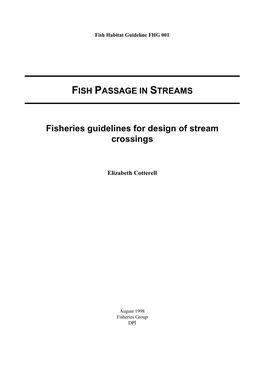 Fisheries Guidelines for Design of Stream Crossings