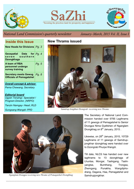 National Land Commission's Quarterly Newsletter Inside This Issue New Thrams Issued
