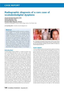 CASE REPORT Radiographic Diagnosis of a Rare Case Of