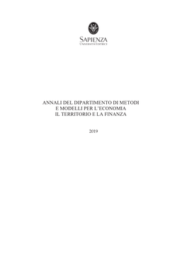 Annali Del Dipartimento Di Metodi E Modelli Per L'economia Il Territorio E La Finanza