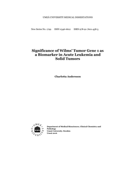 Significance of Wilms' Tumor Gene 1 As a Biomarker in Acute Leukemia and Solid Tumors