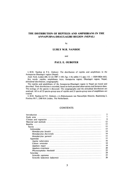 The Distribution of Reptiles and Amphibians in the Annapurna-Dhaulagiri Region (Nepal)