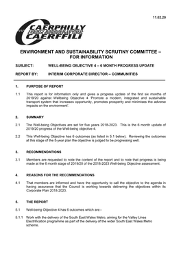 Environment and Sustainability Scrutiny Committee – for Information