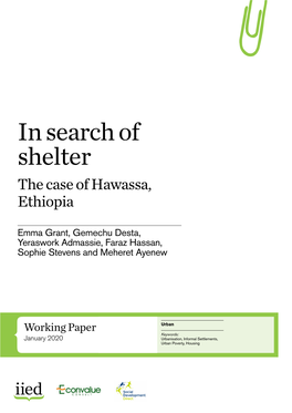 In Search of Shelter the Case of Hawassa, Ethiopia